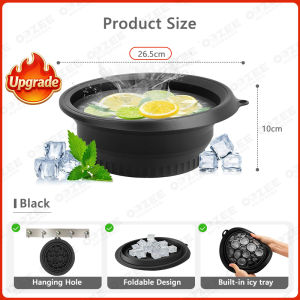 Cold Plunge Face Bowl for Skin Rejuvenation Foldable Portable with Thermometer & Reusable Ice Cubes PVC Waterproof Manual Warranty