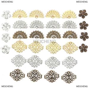 [COD] WEICHENG 100Pcs Flower Filigree DIY Accessories Metal Crafts Connector For Jewelry Making