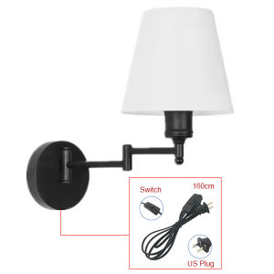 LED American Wall Lamp Folding Swing Arm US EU Plug Switch Fabric Bedroom Bedside Living Room Study Stairway Aisle Plug Light