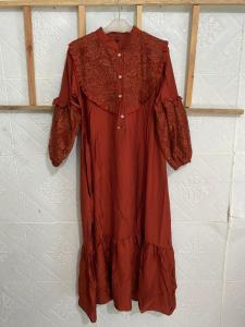 GAMIS LEBARAN 2023 / GAMIS BRUKAT BAHAN POLO LINEN / DRESS MUSLIM WANITA TERBARU