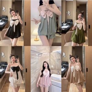 Đồ bộ ngủ 2 dây bộ đồ ngủ mặc nhà quần đùi chất lụa mềm mát CHILI