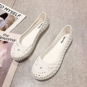 [Free Shipping] Summer womens flat sandals with hollow design plastic non-slip clogs soft-soled comfortable sandals for mothers nurses and women