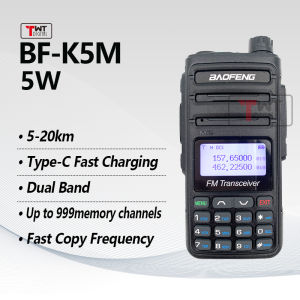 Baofeng K5M Walkie Talkie Long Range10KM Portable Dual Band UHF/VHF Two Way Radio 5W High Power 999CH Type-C Fast Charging