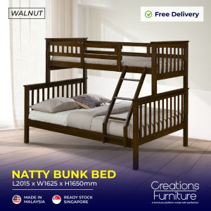 Bunk Bed / Strong Solid Wood / Single & Queen Size Bed / Double Decker Bed Frame Flexidesignx NATTY