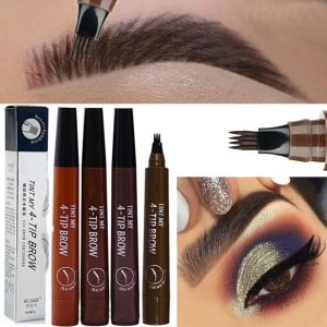 Natural Liquid Eyebrow Pen Tint Tattoo Pen 4 Fork Tip Waterproof Eyebrow Pencil Long Lasting