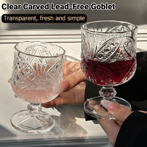 Clear Carved Lead-Free Goblet Embossed Goblet Glassware Crystal Glass Cup Champagne Glass