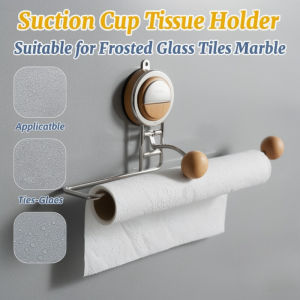 Suction Cup Kitchen Paper Towel Holder Stainless Steel Tissue Hanger Home Wall-Mounted Storage Rack