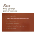 Kris Rice Cooker Mini 0.3L Penanak Nasi Kapasitas 0,3 Liter Travelling Magic com Ricecooker Krisbow Krischef. 