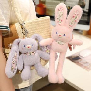 Cute Rabbit Plush Pendant Cartoon Bunny Keychain Soft Stuffed Doll Car Key Ring Bag Decoration
