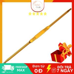 Cây móc len 2 đầu inox màu vàng đồng dành cho người mới học  bộ dụng cụ len sợi đan móc chuyên dụng dễ sử dụng đan áo khăn choàng
