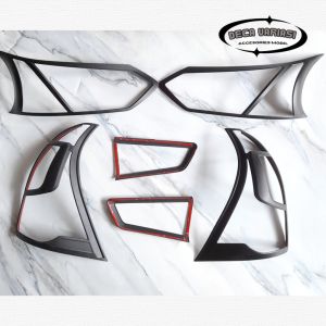 Paket Garnish Cover Lampu Depan Belakang Mobil Grand All New Avanza Grand All New Xenia 2015 - 2018 Hitam Doff