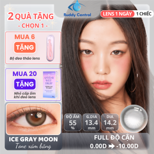 Lens 1 ngày có màu Clalen Ice Gray Moon | 1 chiếc | Tone xám băng BC 8.6 DIA 14.2 G.DIA 13.4