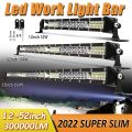 Car LED Light Bar 12" 22" 32" 42"INCH Putih/ Kuning 12D Super bright Lampu Ultra Slim Led Bar Light Combo Beam 4x4 Truck ATV Car Off Road Driving Straight Light Bar Brightness S. 