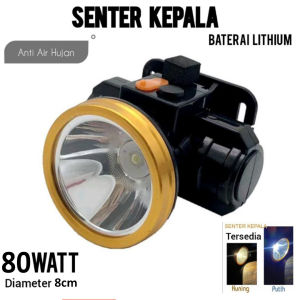 Senter Kepala 35w 50w 80w 150w Body Kecil / Besar Super Terang dan Ringan di Kepala + lampu camping Nyala Putih / Kuning Headlamp Portable Recharge Gratis Charger Murah Bebas Ongkir