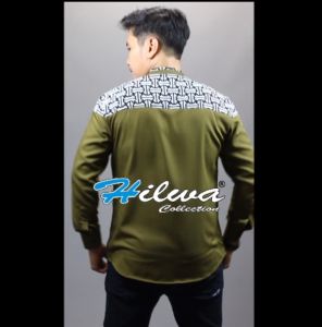 HILWA COLLECTION: Baju Koko Pria Motif Falcon & Kombinasi Batik