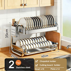 Lifinity 2/3 Layers High Quality 304 Stainless Dish Rack with Drainer Pates Organizer Storage Kitchen Draining Racks