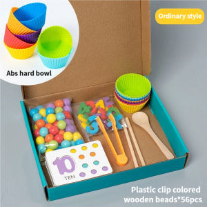 Kids Puzzle Beads Toys Color Sorting Wooden Clip Beads Matching Toys Montessori Kids Early Development Toy