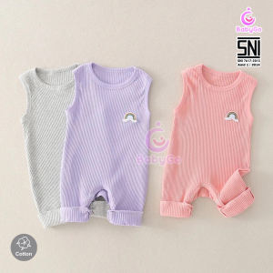 BabyGo Jumpsuit Bayi Tanpa Lengan Bordir Rainbow / Jumpsuit Bayi Tanpa Lengan Laki-laki Perempuan