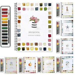 LYMEDIA พร้อมแปรงทาสี สมุดงานสีน้ำ เป็นมิตรกับผู้เริ่มต้น พร้อมจานสี ชุดสีน้ำ12สี อุปกรณ์วาดภาพศิลปะหัตถกรรม สำหรับเด็กผู้ใหญ่วัยรุ่น