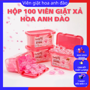 Hộp 100 viên giặt xả Viên nước giặt quần áo hương hoa anh đào thơm lâu