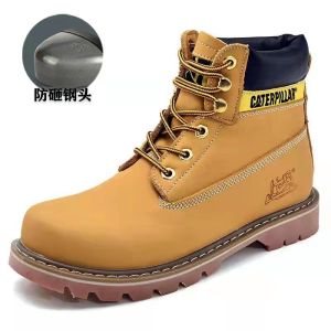 Caterpillar Safety Shoes For Men Steel-Toe Mens Plain Work Boots Size35-46