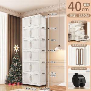 No-Installation Storage Cabinet Foldable Shoe Cabinet Bedroom Storage Living Room Storage Cabinet Household with Wheels Snack Cabinet Shelf