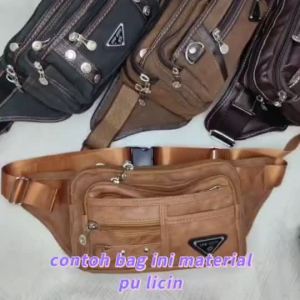 Multi Zipper Men Waist Bag Chest Bag Pouch Bag big saiz Pu Leather  COTTON BEG PINGGANG BESAR BERNIAGA SEA-ZONN