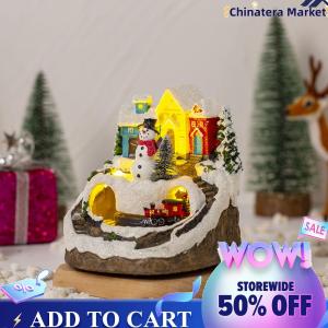 【Chinatera】Resin Christmas Village Figurines with Light Up Features for Garden and Home Decor