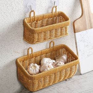 NCNC(OKDEALS01) Decorative Wall Hanging Storage Basket Space Saving Large Capacity Woven Storage Basket Flower Plant Pot with Handle Sundries Organizer for Home