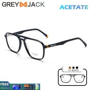 Grey Jack Frame Kacamata Acetate Style Aviator kotak Simple Bisa Minus Fahion Pria dan Wanita Dewasa Terbaru 60014