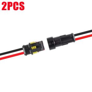 2 Pin Car Waterproof Connector Electrical Terminal Quick Connector Waterproof Male Female Electrical Connector Plugs with Wire Trucks Motorcycles Accessories