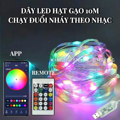 Dây đèn Led hạt gạo giọt lệ Fairy Light chỉnh APP chạy đuổi cảm nhạc 16 triệu màu trang trí Lễ Tết ngoài trời aRGB