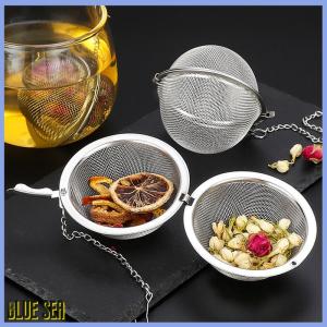 bluesea ที่กรองชาสแตนเลสทรงกลมแบบล็อคเครื่องเทศที่กรองชาทรงกลมตาข่ายกรองชา