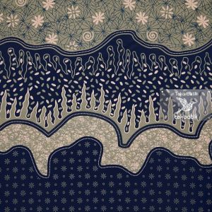 kain batik - Kualitas Ekspor Motif Seling Batik Bunga Padi Teruntum (Biru Navi)