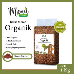 Beras MERAH Organik 1KG - Beras Pulen Sehat Alami Diet / Rendah Gula / Diabetes by MenuPangan