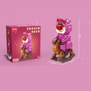 Balok Blok Pink Bear DIY Mainan Edukasi Karakter Kartun Anak 3D Puzzle Brick Mini Block