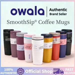 【100%Original】 Owala SmoothSip Slider 20oz Coffee Mug Leak-Proof for Hot & Icy Drinks Double Wall Vacuum Insulated