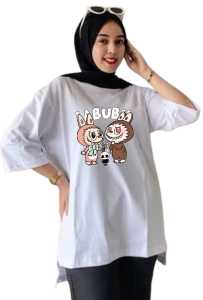 Atasan Oversize Wanita Lengan 7/8 Gambar Gambar Labubu Terbaru Bisa Buat Seragaman Ukuran L XL XXL Gambar Print DTF