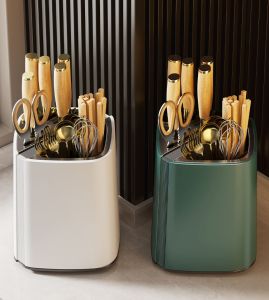 ที่เก็บมีด หมุนได้ ความจุขนาดใหญ่ ที่เก็บช้อน กล่องเสียบมีด จัดเก็บอุปกรณ์ต่างๆ เคาน์เตอร์ครัว G05