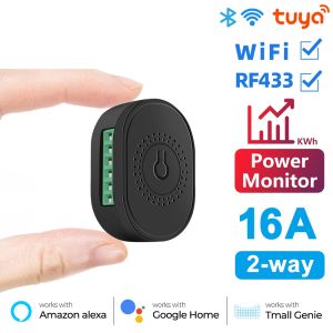 SMATRUL 16a Power Monitor Smart Wireless Switch Light Mini 2 Way Module On Off Timer Breaker For  Home Alexa