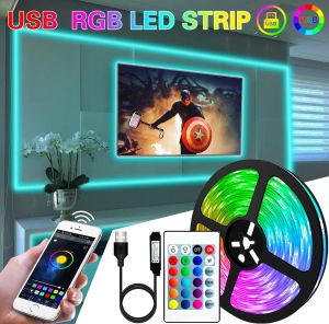 【In stock】Bluetooth LED Strip Lights Tape 30M Waterproof RGB 5050 20M 5M 10M SMD Luces Flexible Ribbon USB TV Background Tape Diode LED Christmas Night Light For Room