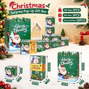 10PCS Christmas Explosion Pop Up Gift Box 10Pcs Surprise Bounce Money Box with Gift Bag