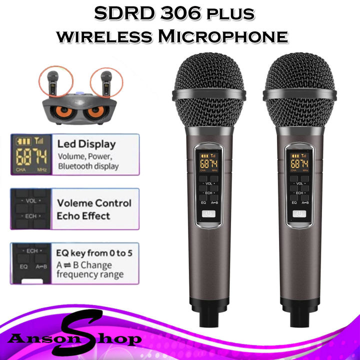 2pcs SDRD 306 plus wireless Microphone Stereo Speaker mic. Lazada PH