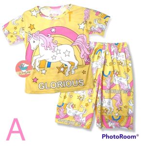 ชุดนอนเด็ก ผ้ายืด ยูนิคอน A & เป็ด WeLove ชุดนอนเด็กผู้หญิง ผ้านุ่ม ชุดเด็ก (KD106)