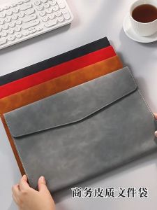 Leather Document Bag Envelope Document Holder A4 File Storage Bag Simple File Folder PU Leather Document Bags Waterproof Business Briefcase Organizer Office School Supplies