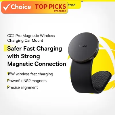 Baseus C02 Pro 15W Magnetic Wireless Charging Car Phone Holder Stand Foldable Easy Paste For Phone