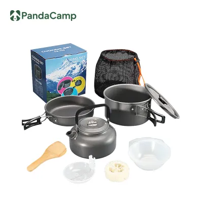 Camping Cookware Kit Cooking Set Periuk Masak Outdoor Picnic Kettle Pot Kuali Cerek Pinggan Mangkuk