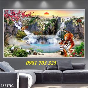 Tranh gạch hổ đẹp 3d trang trí tường
