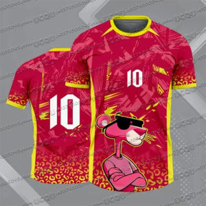 2025 New New Pink Panther Cartoon Printed Jersey T-Shirt Loose Short Sleeved Sports Cosplay Clothing MenS And WomenS Casual Top