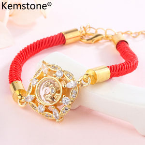 Kemstone Gold Plated Chinese Feng Shui Rotatable Windmill Transfer Wealth Bracelet for Women